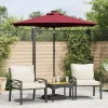 Garden Furniture Jeanerette Sombrilla de jardín con poste de acero burdeos 225x225x212 cm