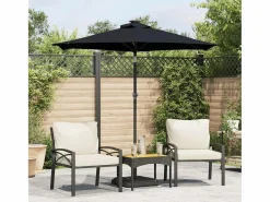 Outlet Jeanerette Sombrilla de jardín con poste de acero negro 225x225x212 cm Sombrilla