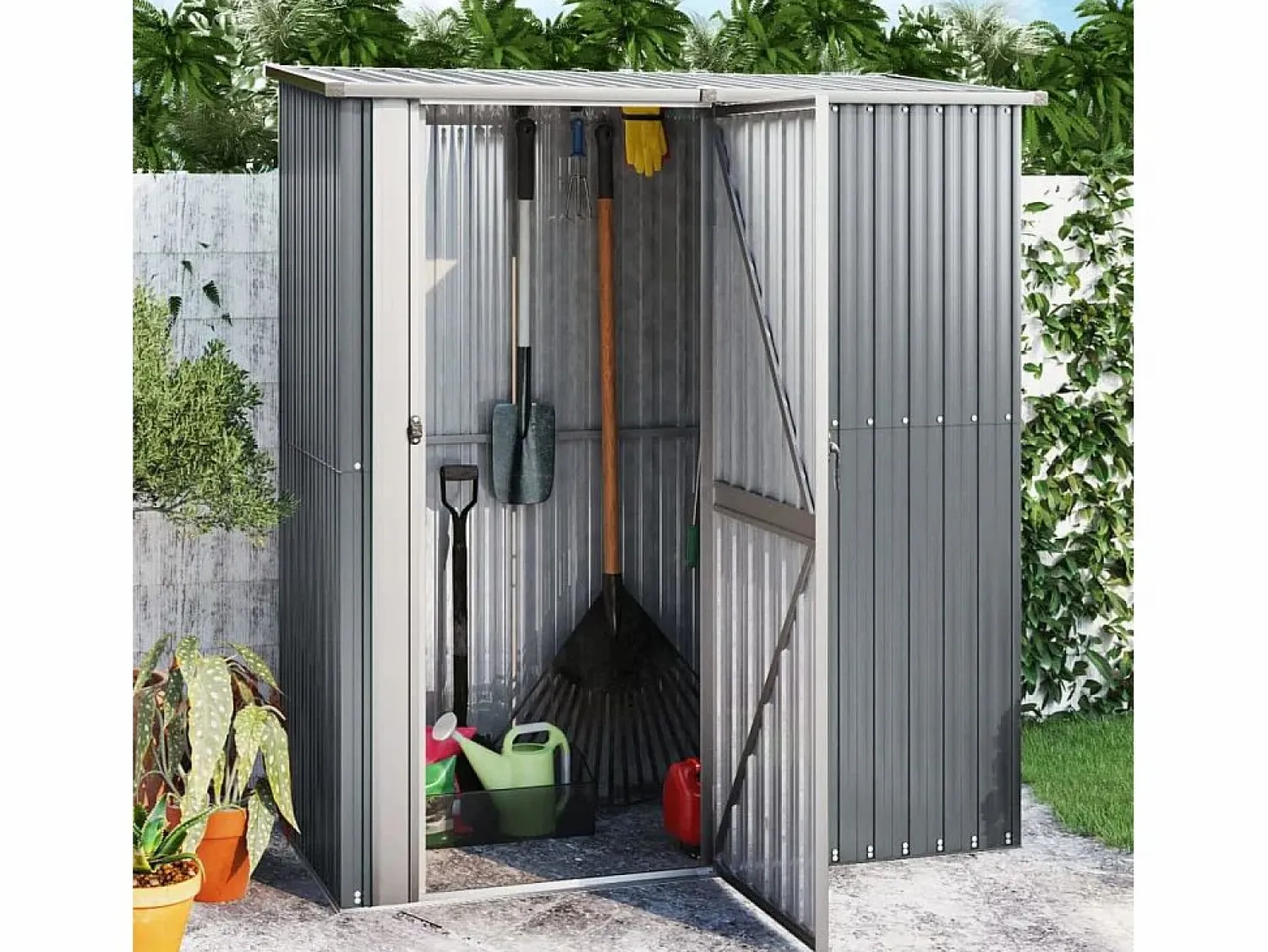 Online Garden Furniture Jendaris Cobertizo de jardín acero galvanizado 180,5x97x209,5 cm Gris