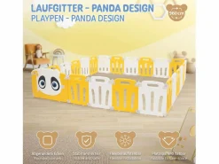 Online Parque infantil 240×240cm para bebés corralito infantil de plástico blanco diseño panda plegable actividades de interior/exterior Mueble De Bebé