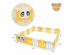Online Parque infantil 240×240cm para bebés corralito infantil de plástico blanco diseño panda plegable actividades de interior/exterior Mueble De Bebé