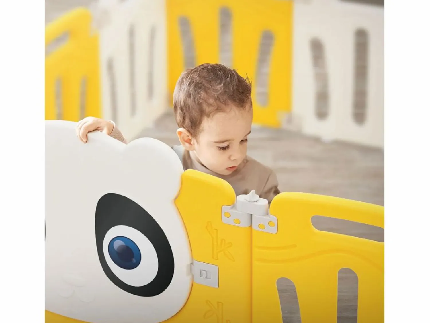 Online Parque infantil 240×240cm para bebés corralito infantil de plástico blanco diseño panda plegable actividades de interior/exterior Mueble De Bebé