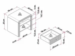Outlet Juego 2 mesitas de noche con 1 cajón y 1 hueco MDF y dorado - MIRENALO Mesita De Noche