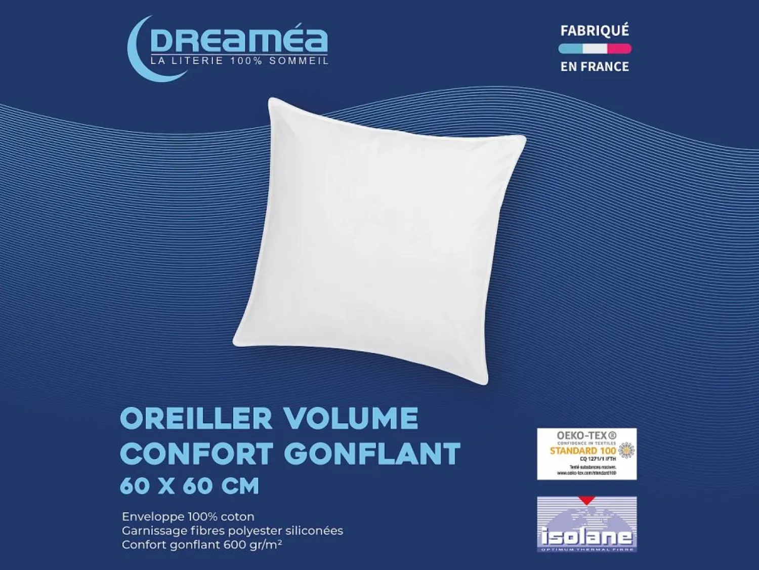 Best Juego de 2 almohadas - 60 x 60 cm OEKO TEX de - 600 gr - MARIN Almohada