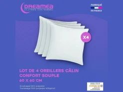 Hot Juego de 4 almohadas câlin Oekotex - 400 gr - - 60 x 60 cm - TORIVIA Almohada