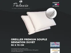 Best Palacio Juego de 2 almohadas sensación plumón de percal - 91 hilos/ cm² - 700 gr - 50 x 70 cm - AUXENCE Blanco