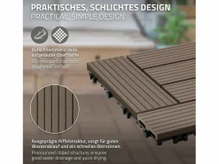 ECD Germany Juego de 44 baldosas de terraza de WPC de madera 30x30cm 4m²