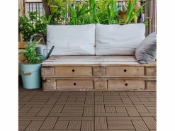 Sale Juego de 33 baldosas de terraza de WPC de madera 30x30cm 3m² Terraza