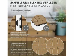 ECD Germany Juego de 33 baldosas de terraza de WPC 30x30cm teca 3m²