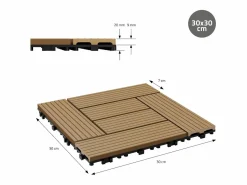 ECD Germany Juego de 33 baldosas de terraza de WPC 30x30cm teca 3m²