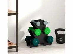 Sale Juego de 6 básculas colgantes con soporte, 2 x 1 kg, 2 x 3 kg, 2 x 5 kg, de metal, (34 x 10 x 34 cm) Multicolor