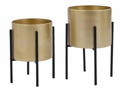 Outlet Juego de 2 macetas con patas de metal - Dorado y negro - 2 medidas - EDMEE Macetero