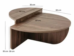 Discount Vente-unique Juego de 2 mesas de centro - Color: natural - ALOEVA II Color natural oscuro
