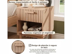 Juego de 2 mesitas de noche con cajones - Mesa de centro moderna con cajón de almacenamiento para salón y dormitorio - color madera natural Muebles Niño