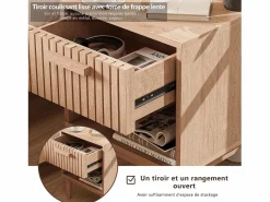 Juego de 2 mesitas de noche con cajones - Mesa de centro moderna con cajón de almacenamiento para salón y dormitorio - color madera natural Muebles Niño