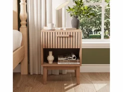 Juego de 2 mesitas de noche con cajones - Mesa de centro moderna con cajón de almacenamiento para salón y dormitorio - color madera natural Muebles Niño