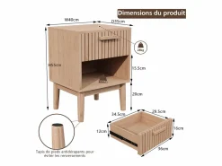 Juego de 2 mesitas de noche con cajones - Mesa de centro moderna con cajón de almacenamiento para salón y dormitorio - color madera natural Muebles Niño