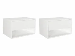 Vente-unique Juego de 2 mesitas de noche flotantes con 1 cajón y 1 estante, color - RITAMI