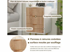 Sale Juego de 2 mesitas de noche - Cómodas de 3 cajones - con tiradores metálicos - 65 x 40 x 40 cm Muebles Niño|Mesita De Noche