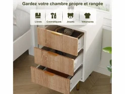 Sale Juego de 2 mesitas de noche - Cómodas de 3 cajones - con tiradores metálicos - 65 x 40 x 40 cm Muebles Niño|Mesita De Noche