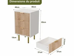 Sale Juego de 2 mesitas de noche - Cómodas de 3 cajones - con tiradores metálicos - 65 x 40 x 40 cm Muebles Niño|Mesita De Noche