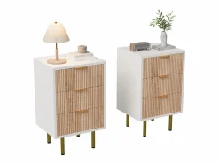 Sale Juego de 2 mesitas de noche - Cómodas de 3 cajones - con tiradores metálicos - 65 x 40 x 40 cm Muebles Niño|Mesita De Noche