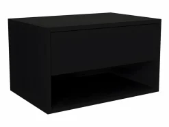 New Vente-unique Juego de 2 mesitas de noche flotantes con 1 cajón y 1 estante, color - RITAMI Negro