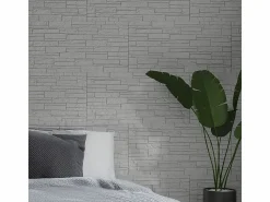 Discount Juego de 12 paneles decorativos con efecto ladrillo 3D, revestimiento de pared de poliuretano de 8,6 m², 120 x 60 x 2,5 cm, cuarcita blanca. Blanco
