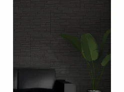 Clearance Juego de 12 paneles decorativos con efecto ladrillo 3D, revestimiento de pared de poliuretano de 8,6 m², 120 x 60 x 2,5 cm, color pizarra Gris