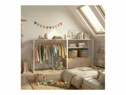 Discount Juego de 2 percheros modulares KADRA de 200x85cm para buhardillas Armario Abierto, Vestidor