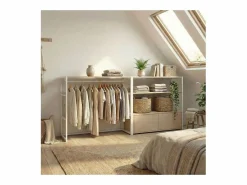 Discount Juego de 2 percheros modulares KADRA de 200x85cm para buhardillas Armario Abierto, Vestidor
