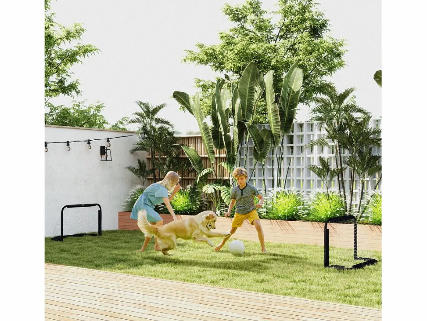 Best Juego de 2 porterías de fútbol plegables con estructura de metal, para niños y adultos, ideales para jardín, color (90 x 36 x 60 cm) Aparato De Musculación