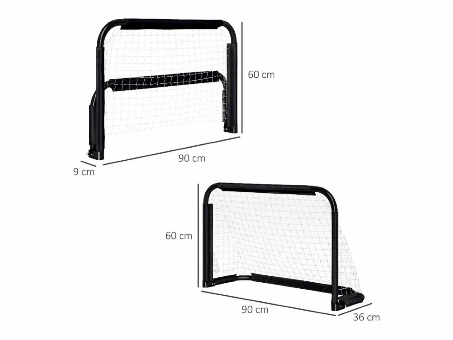 Best Juego de 2 porterías de fútbol plegables con estructura de metal, para niños y adultos, ideales para jardín, color (90 x 36 x 60 cm) Aparato De Musculación