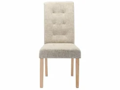 Vente-unique Juego de 6 sillas - Tela beige y Patas de madera natural - VILLOSA