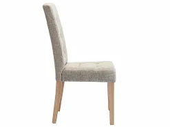 Vente-unique Juego de 6 sillas - Tela beige y Patas de madera natural - VILLOSA