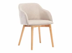 New Vente-unique Juego de 2 sillas - Tela y hevea - Beige - JELISA Crema