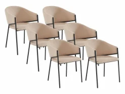 Outlet Juego de 6 sillas con brazos de tela y metal - - ORDIDA Sillas Y Lotes De Sillas