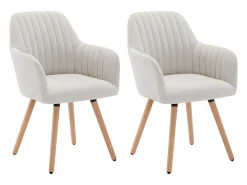 Clearance Juego de 2 sillas con brazos - Tela y metal efecto madera - - ELEANA Sillas Y Lotes De Sillas