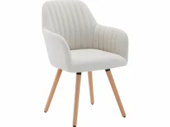 Clearance Juego de 2 sillas con brazos - Tela y metal efecto madera - - ELEANA Sillas Y Lotes De Sillas