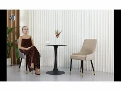 Fativo Juego de 2 sillas de comedor beige de cocina en cuero, capacidad de carga 150 kg, 43.5x43.5x90cm