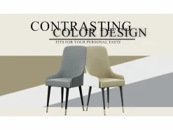 Fativo Juego de 2 sillas de comedor beige de cocina en cuero, capacidad de carga 150 kg, 43.5x43.5x90cm