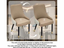 Fativo Juego de 2 sillas de comedor beige de cocina en cuero, capacidad de carga 150 kg, 43.5x43.5x90cm