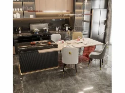 Fativo Juego de 2 sillas de comedor beige de cocina en cuero, capacidad de carga 150 kg, 43.5x43.5x90cm