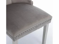 Best Juego de 2 sillas de comedor - Sillas con respaldo acolchado y patas de acero inoxidable plateado - con ribete tachonado - terciopelo gris Gris / Plateado
