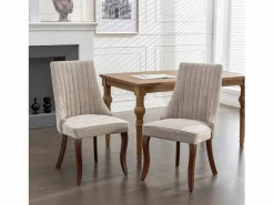 OKWISH Juego de 2 sillas de comedor con respaldo acolchado y patas de madera - Chenilla