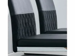 Best Juego de 6 sillas de comedor modernas con respaldo alto y patas tapizadas, respaldo de rayas cruzadas para comedor, cocina y oficina, color Negro