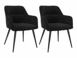 Best Juego de 2 sillas de comedor con brazos - Tela aterciopelada y metal . . HEKA Sillas Y Lotes De Sillas