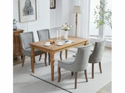 Juego de 2 sillas de comedor - Sillas de comedor con respaldo tapizado y tachuelas de bronce -