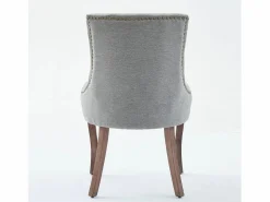 Juego de 2 sillas de comedor - Sillas de comedor con respaldo tapizado y tachuelas de bronce -