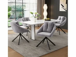 New Merax Juego de 2 sillas de comedor de terciopelo - 79 x 51,5 x 51,5 cm - Elegantes y cómodas sillas giratorias - con cojines - Gris